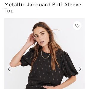 Madewell metallic jacquard puff-sleeve top